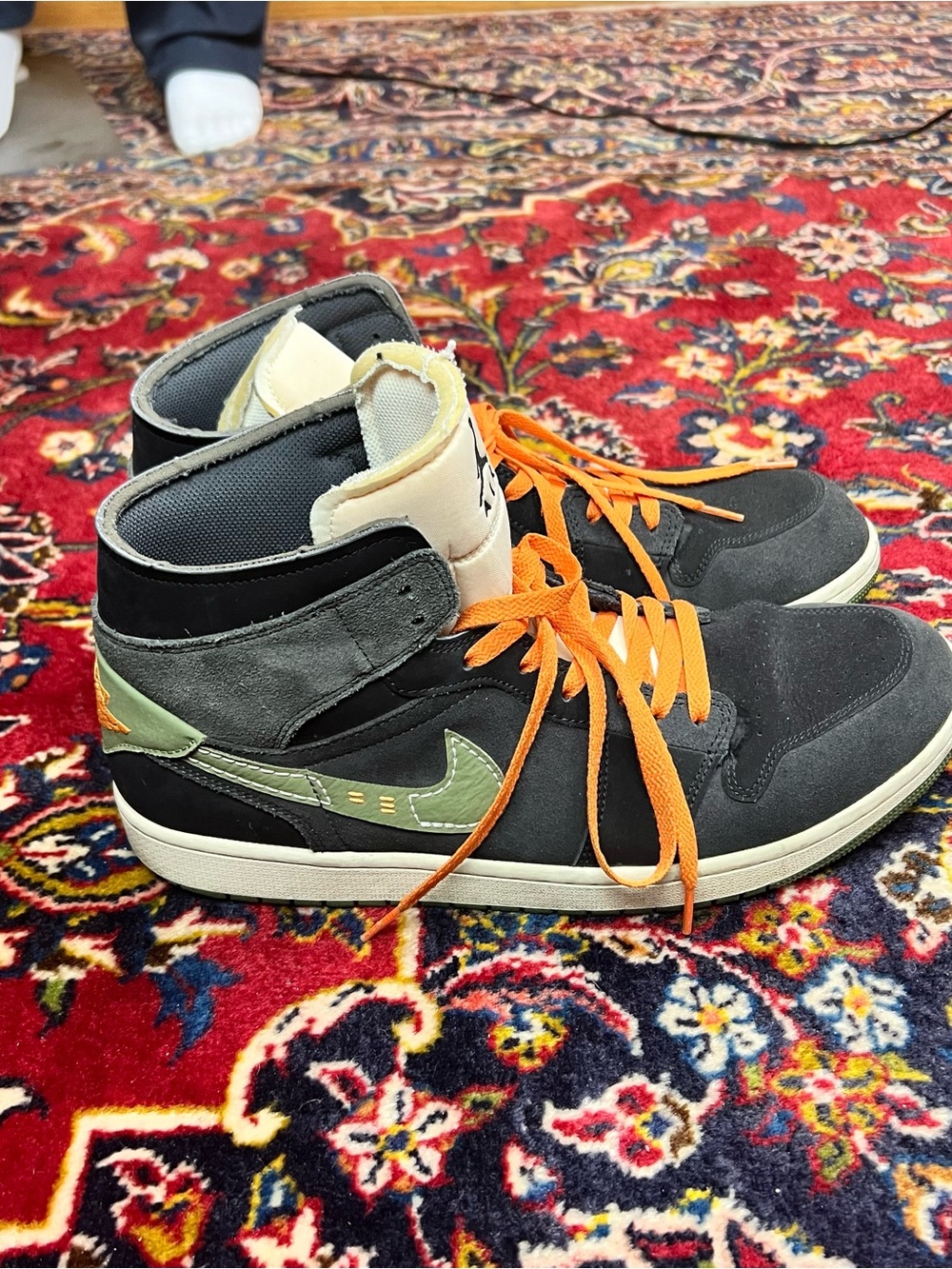 Air Jordan 1 Mid SE Craft (14) - Anthracite, Black, Bright Mandarin, Sky